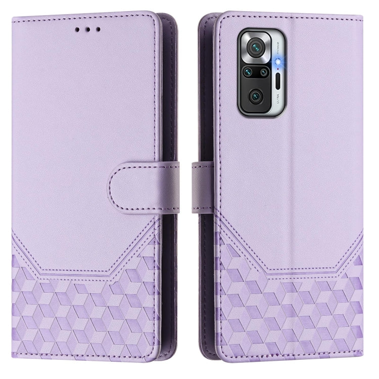 For Redmi Note 10 Pro 4G / Note 10 Pro Max Honeycomb Embossing RFID Leather Phone Case