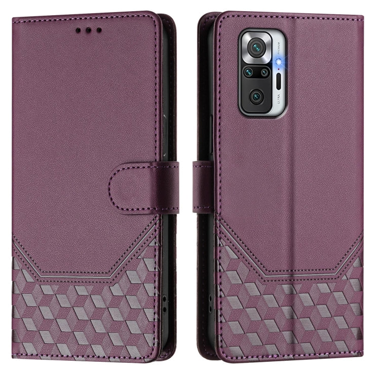 For Redmi Note 10 Pro 4G / Note 10 Pro Max Honeycomb Embossing RFID Leather Phone Case