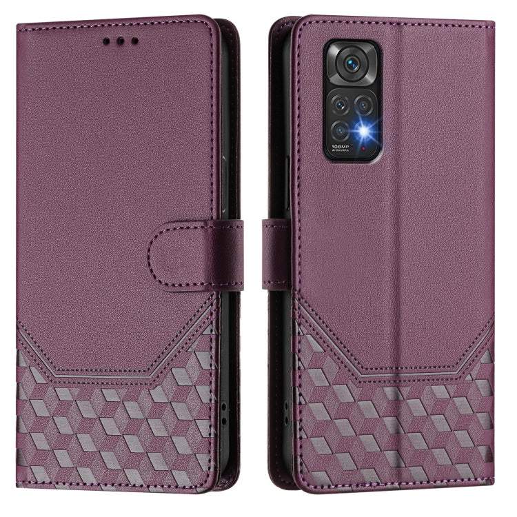 For Redmi Note 11 4G / 11S 4G / 12S Global Honeycomb Embossing RFID Leather Phone Case