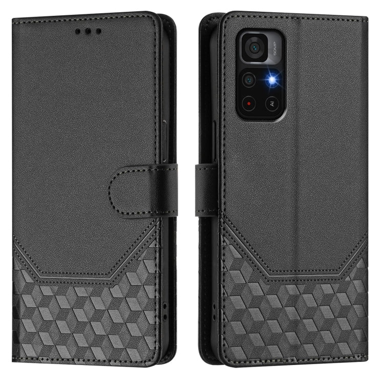 For Redmi Note 11S 5G Honeycomb Embossing RFID Leather Phone Case