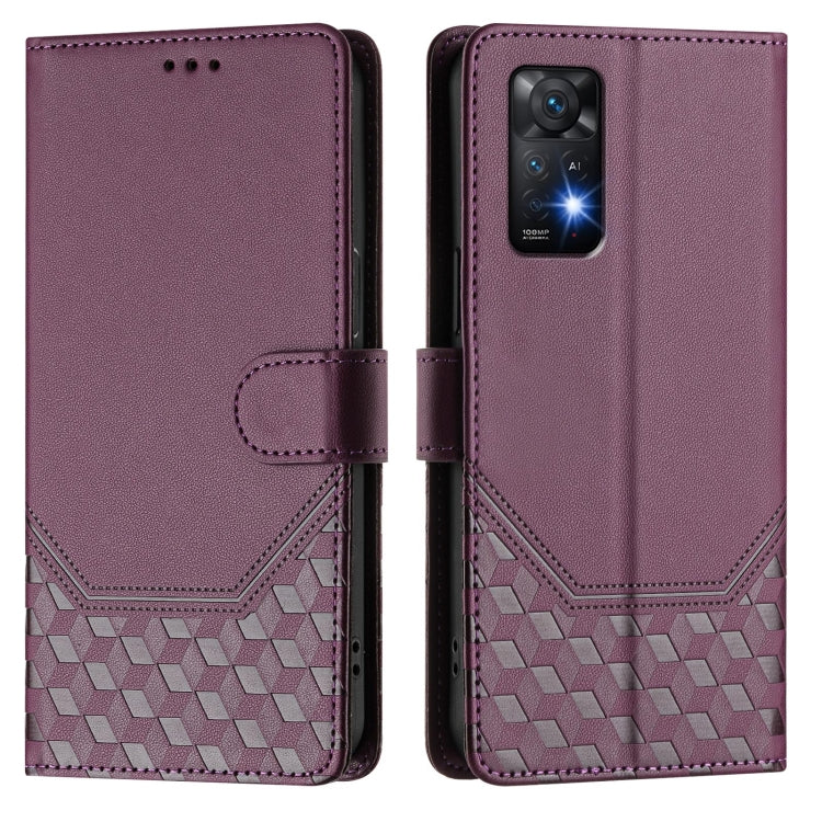 For Redmi Note 11 Pro 5G / 4G Global Honeycomb Embossing RFID Leather Phone Case