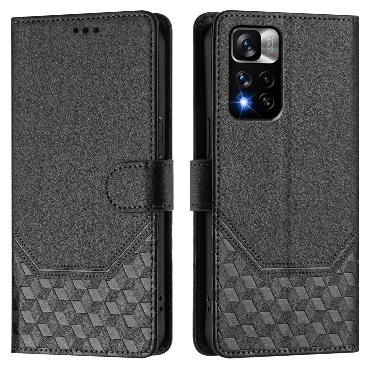 For Redmi Note 11 Pro+ 5G Europe Honeycomb Embossing RFID Leather Phone Case