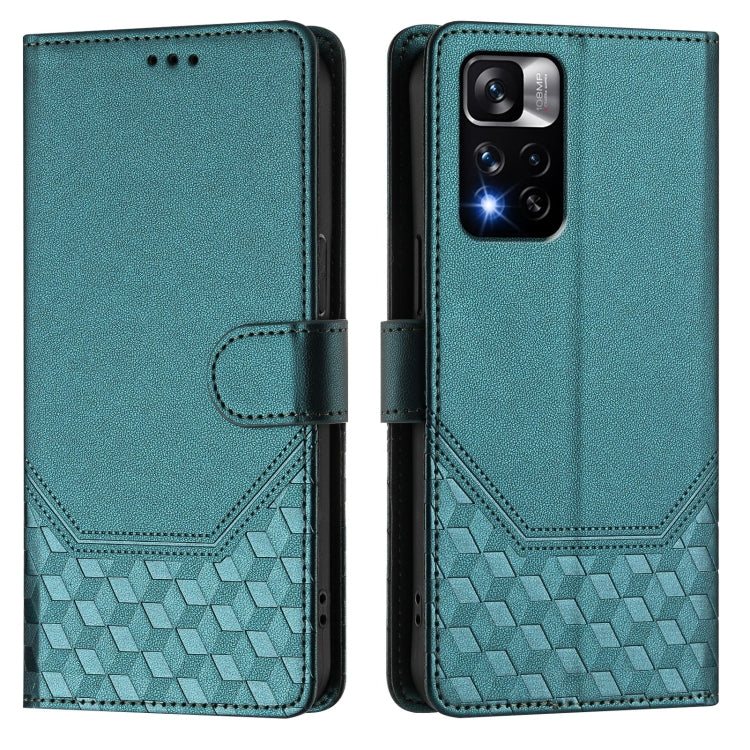For Redmi Note 11 Pro+ 5G Europe Honeycomb Embossing RFID Leather Phone Case