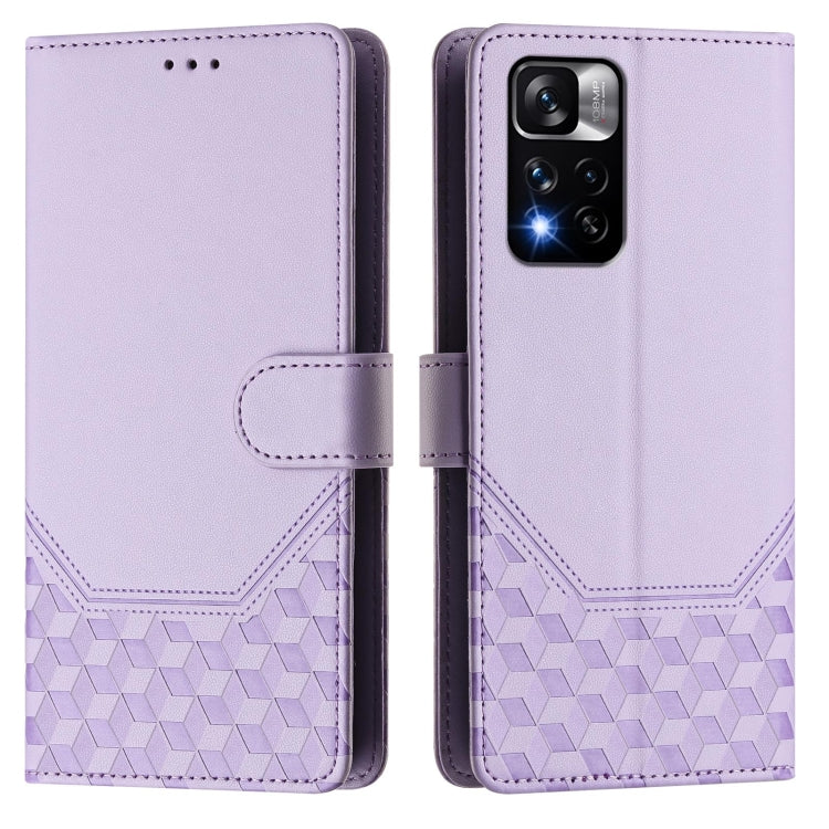 For Redmi Note 11 Pro+ 5G Europe Honeycomb Embossing RFID Leather Phone Case