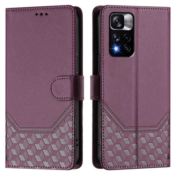 For Redmi Note 11 Pro+ 5G Europe Honeycomb Embossing RFID Leather Phone Case