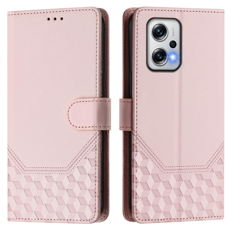 For Redmi K50i / Note 11T Pro+ 5G Honeycomb Embossing RFID Leather Phone Case