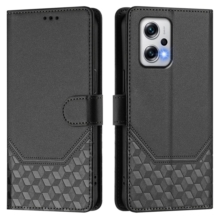 For Redmi K50i / Note 11T Pro+ 5G Honeycomb Embossing RFID Leather Phone Case