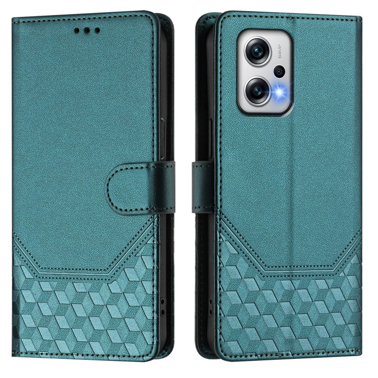 For Redmi K50i / Note 11T Pro+ 5G Honeycomb Embossing RFID Leather Phone Case