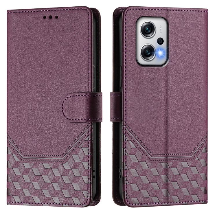 For Redmi K50i / Note 11T Pro+ 5G Honeycomb Embossing RFID Leather Phone Case