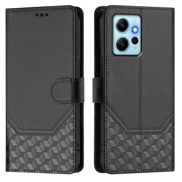 For Redmi Note 12 4G Global Honeycomb Embossing RFID Leather Phone Case