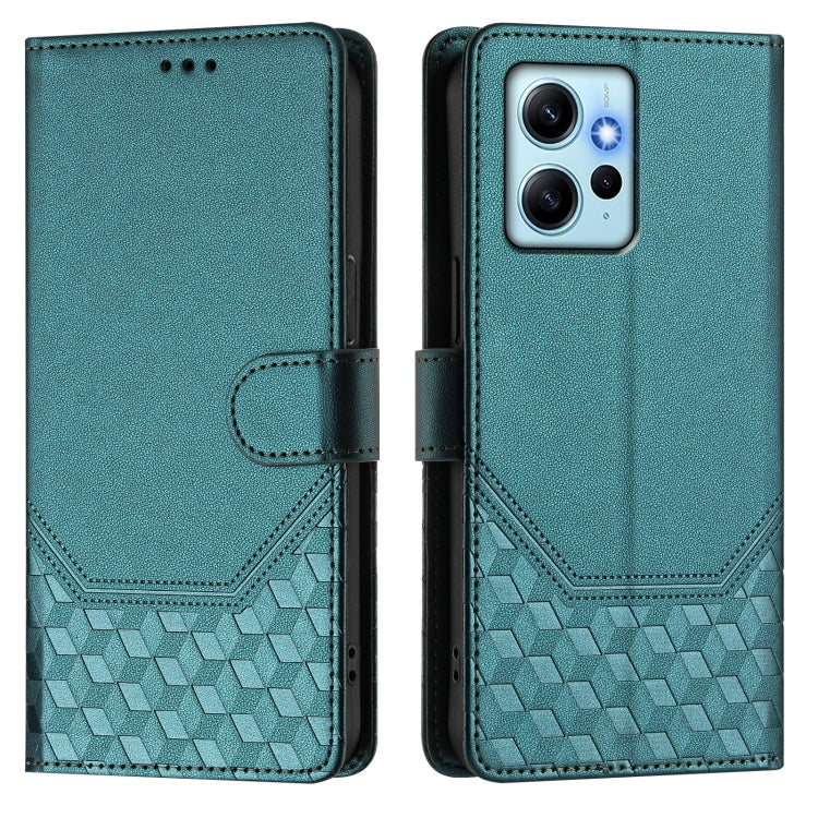 For Redmi Note 12 4G Global Honeycomb Embossing RFID Leather Phone Case