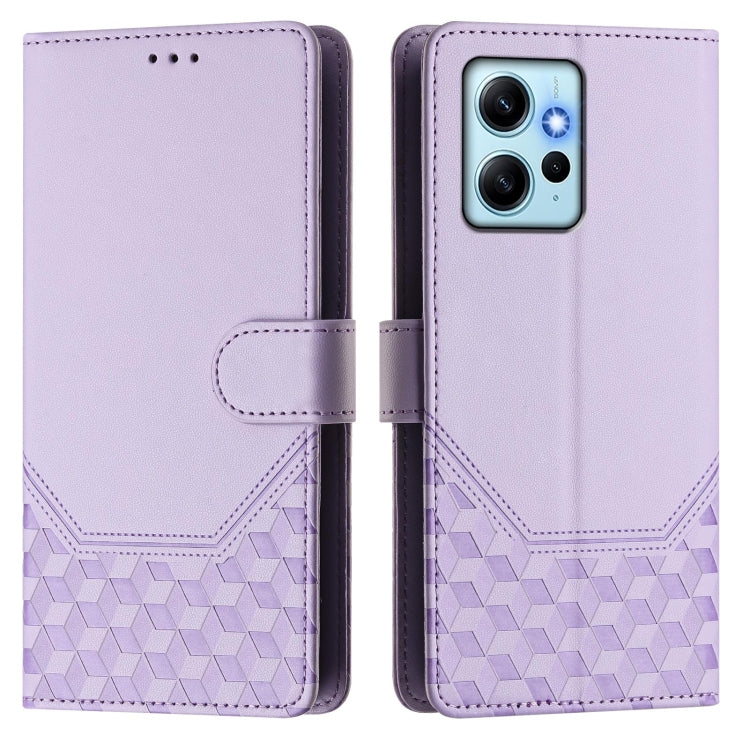 For Redmi Note 12 4G Global Honeycomb Embossing RFID Leather Phone Case