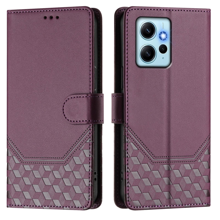 For Redmi Note 12 4G Global Honeycomb Embossing RFID Leather Phone Case