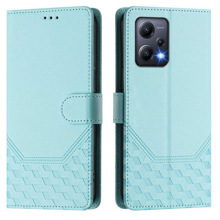 For Redmi Note 12 5G Global Honeycomb Embossing RFID Leather Phone Case
