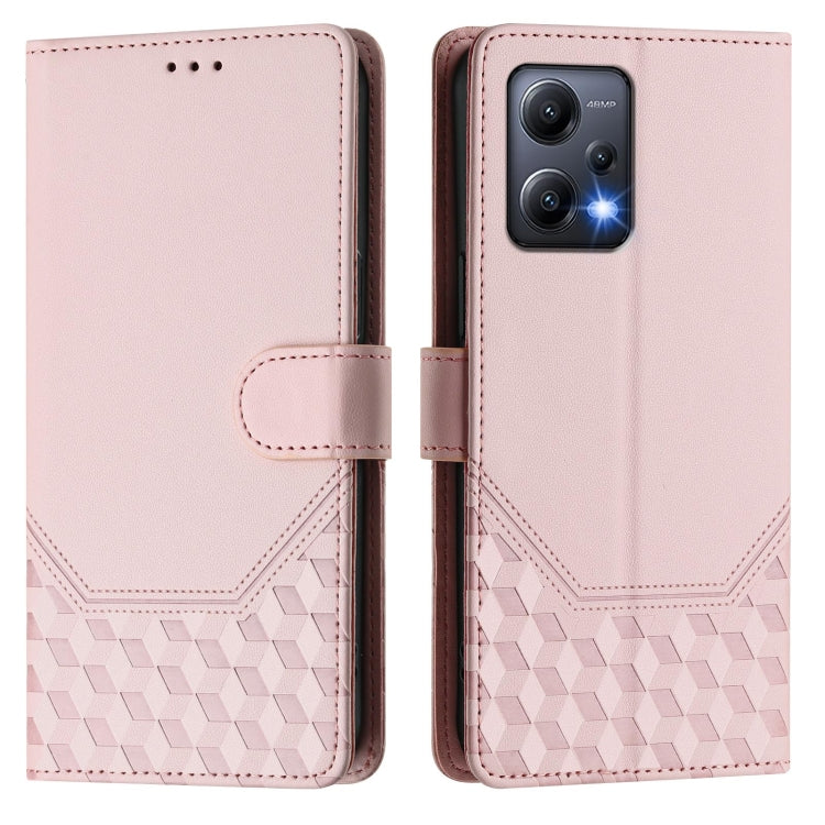 For Redmi Note 12 5G Global Honeycomb Embossing RFID Leather Phone Case
