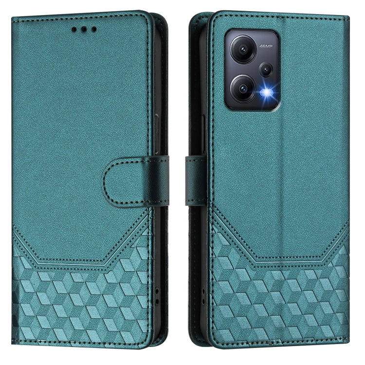 For Redmi Note 12 5G Global Honeycomb Embossing RFID Leather Phone Case
