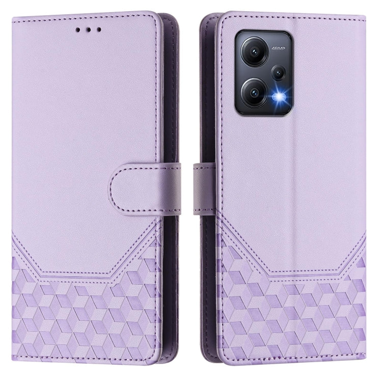 For Redmi Note 12 5G Global Honeycomb Embossing RFID Leather Phone Case