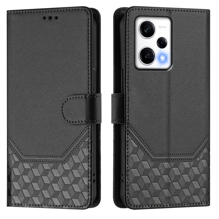 For Redmi Note 12 Pro Speed / 12 Pro 5G Honeycomb Embossing RFID Leather Phone Case