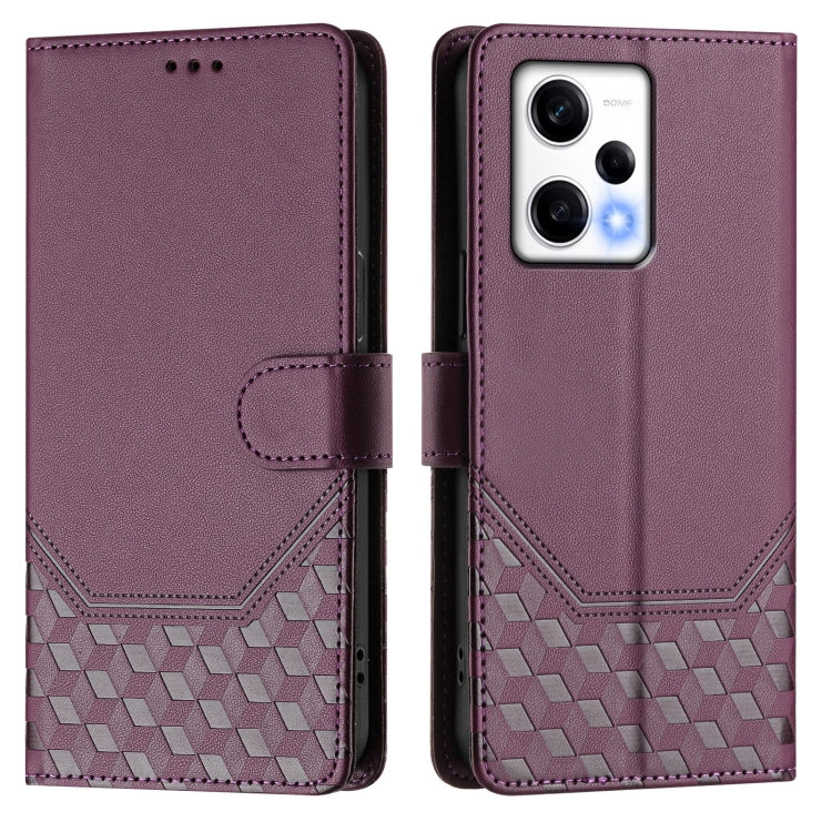 For Redmi Note 12 Pro Speed / 12 Pro 5G Honeycomb Embossing RFID Leather Phone Case
