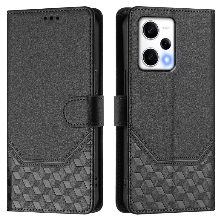 For Redmi Note 12 Explorer / 12 Pro+ 5G Honeycomb Embossing RFID Leather Phone Case