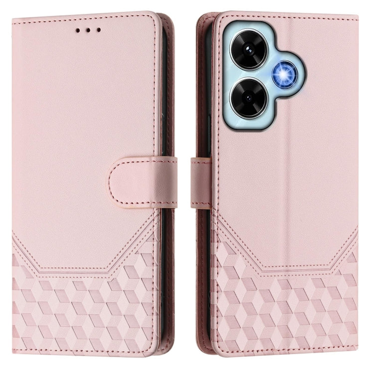 For Redmi Note 13 4G Global Honeycomb Embossing RFID Leather Phone Case