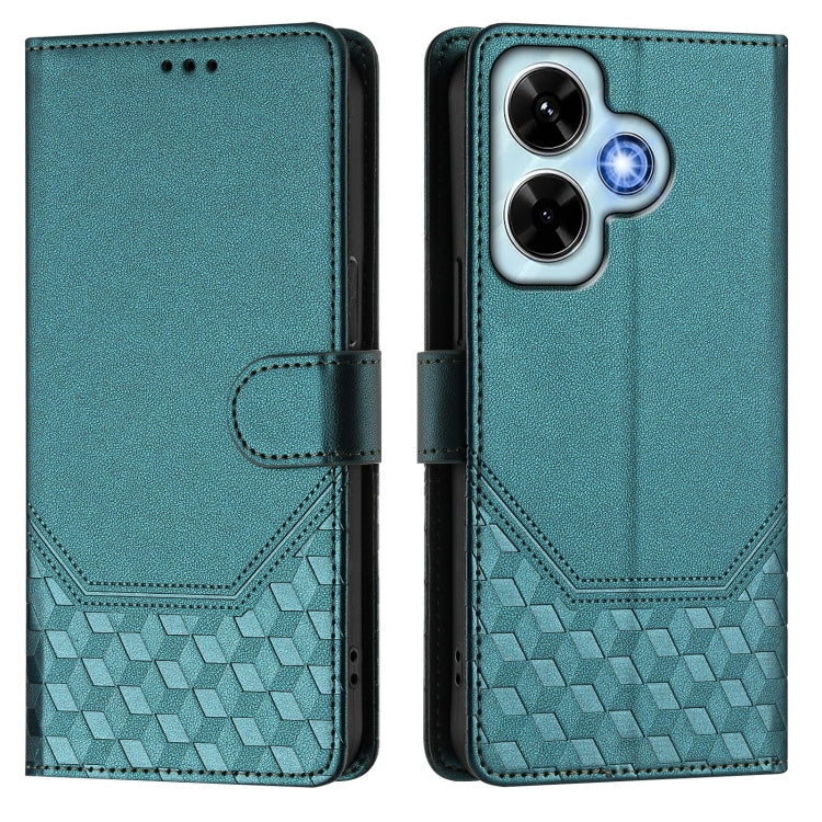 For Redmi Note 13 4G Global Honeycomb Embossing RFID Leather Phone Case