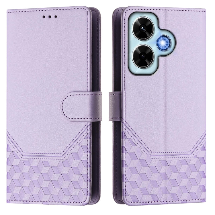 For Redmi Note 13 4G Global Honeycomb Embossing RFID Leather Phone Case