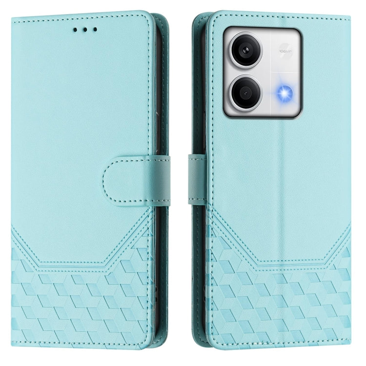 For Redmi Note 13 5G Global Honeycomb Embossing RFID Leather Phone Case