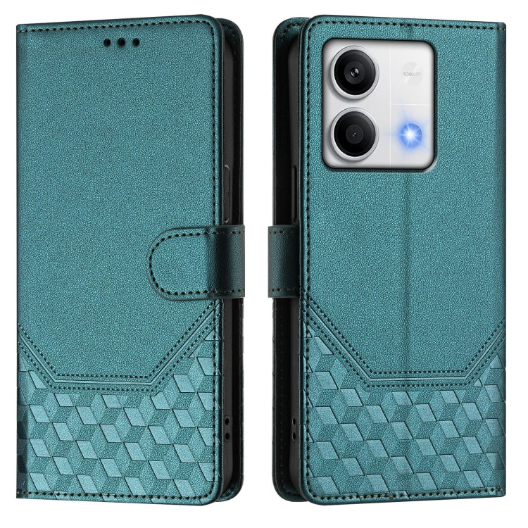 For Redmi Note 13 5G Global Honeycomb Embossing RFID Leather Phone Case