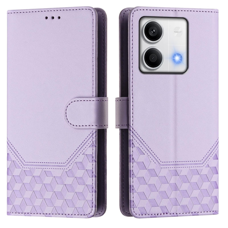 For Redmi Note 13 5G Global Honeycomb Embossing RFID Leather Phone Case