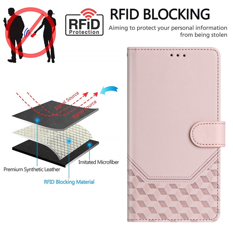For Redmi Note 13 Pro 4G Global Honeycomb Embossing RFID Leather Phone Case