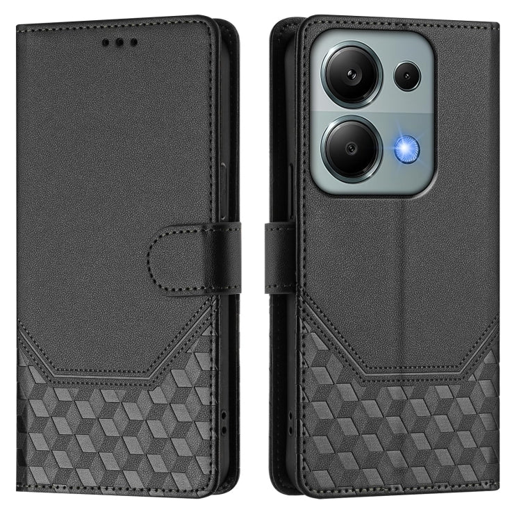 For Redmi Note 13 Pro 4G Global Honeycomb Embossing RFID Leather Phone Case