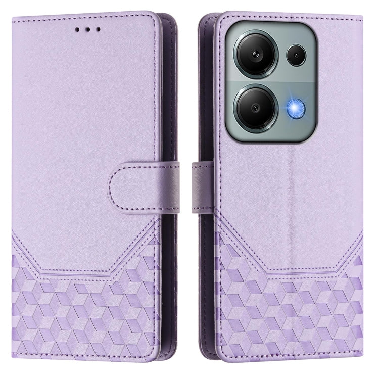 For Redmi Note 13 Pro 4G Global Honeycomb Embossing RFID Leather Phone Case