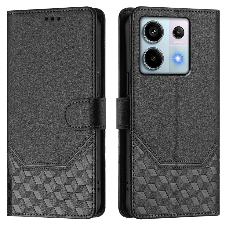For Redmi Note 13 Pro 5G Global Honeycomb Embossing RFID Leather Phone Case