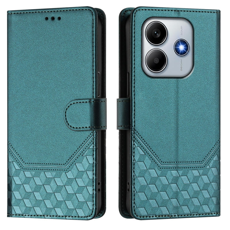 For Redmi Note 14 5G Honeycomb Embossing RFID Leather Phone Case