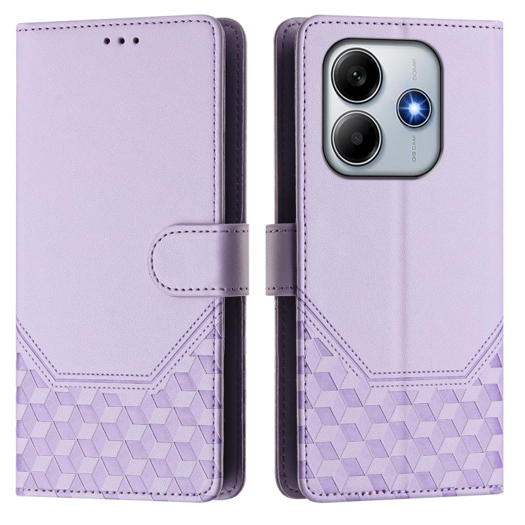 For Redmi Note 14 5G Honeycomb Embossing RFID Leather Phone Case