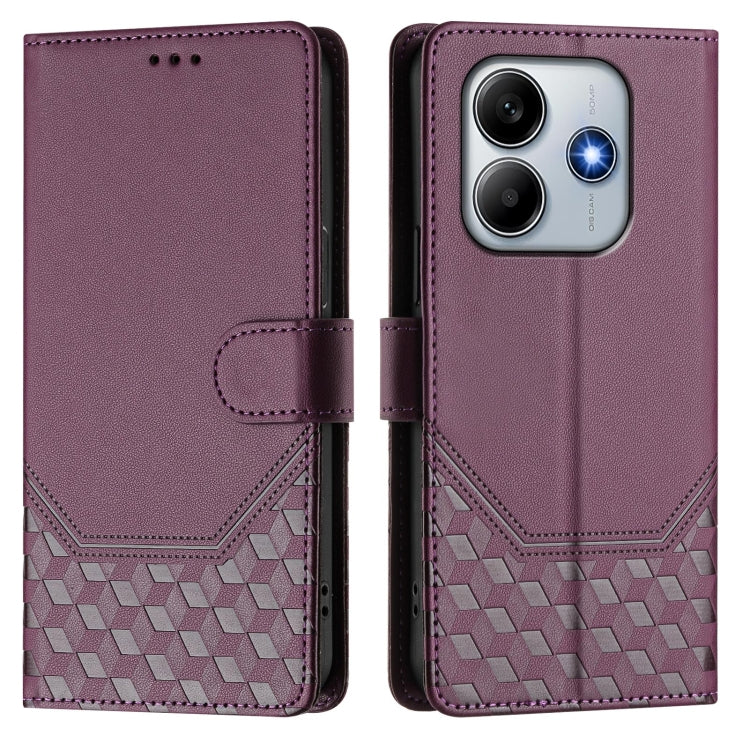 For Redmi Note 14 5G Honeycomb Embossing RFID Leather Phone Case