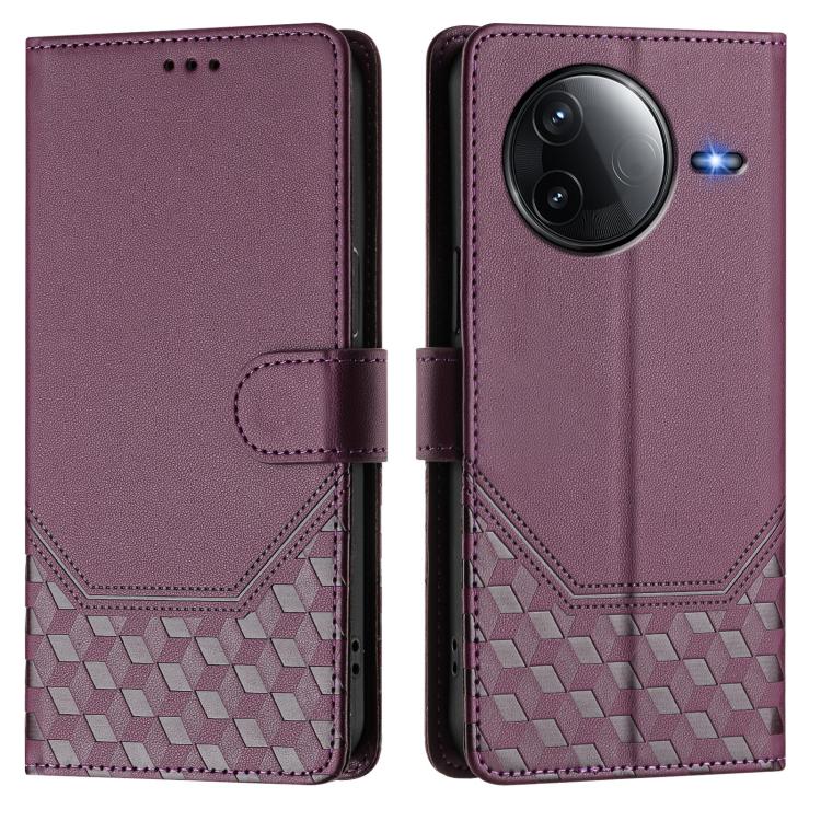For Redmi K80 5G / K80 Pro 5G Honeycomb Embossing RFID Leather Phone Case