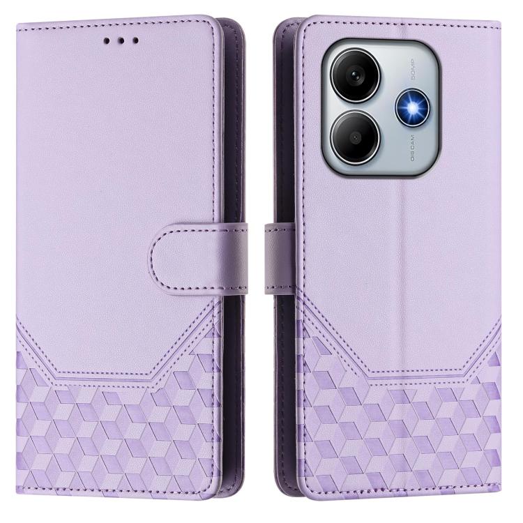 For Redmi Note 14 4G 163.25mm Honeycomb Embossing RFID Leather Phone Case