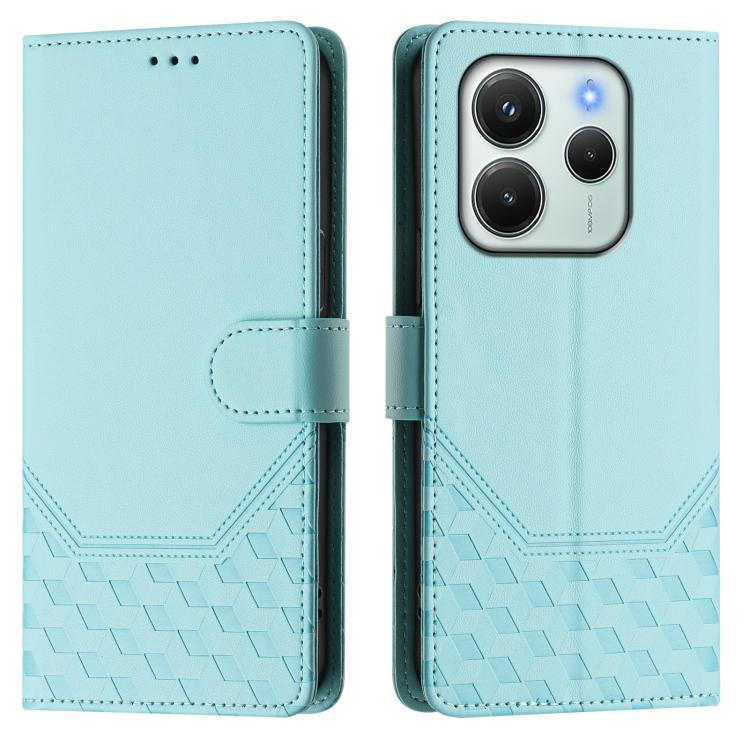 For Redmi Note 14 4G 164.84mm EU Version Honeycomb Embossing RFID Leather Phone Case