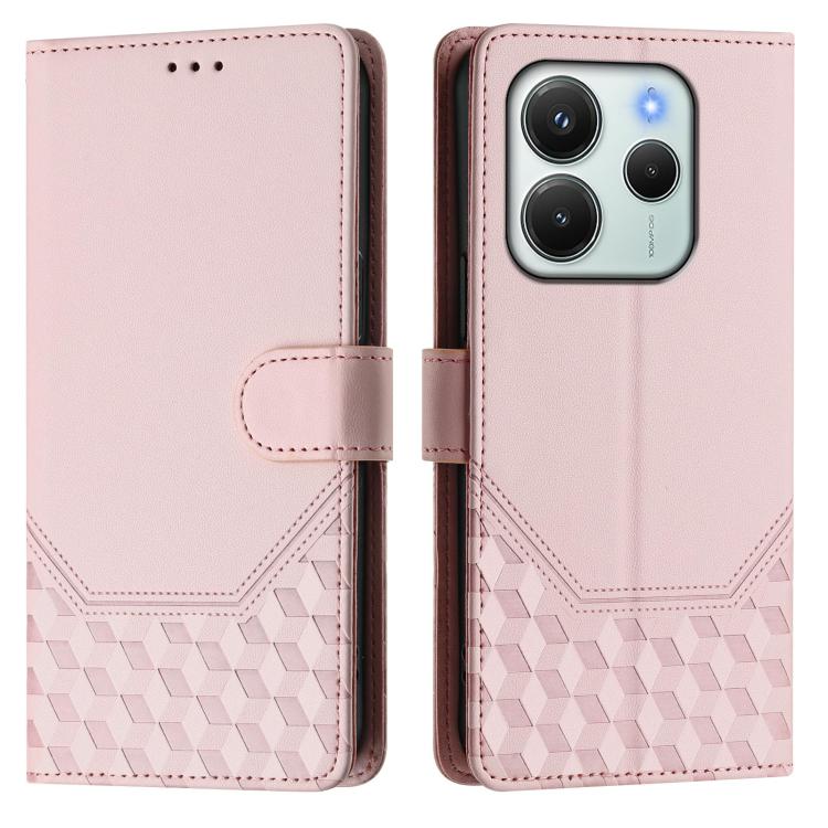 For Redmi Note 14 4G 164.84mm EU Version Honeycomb Embossing RFID Leather Phone Case