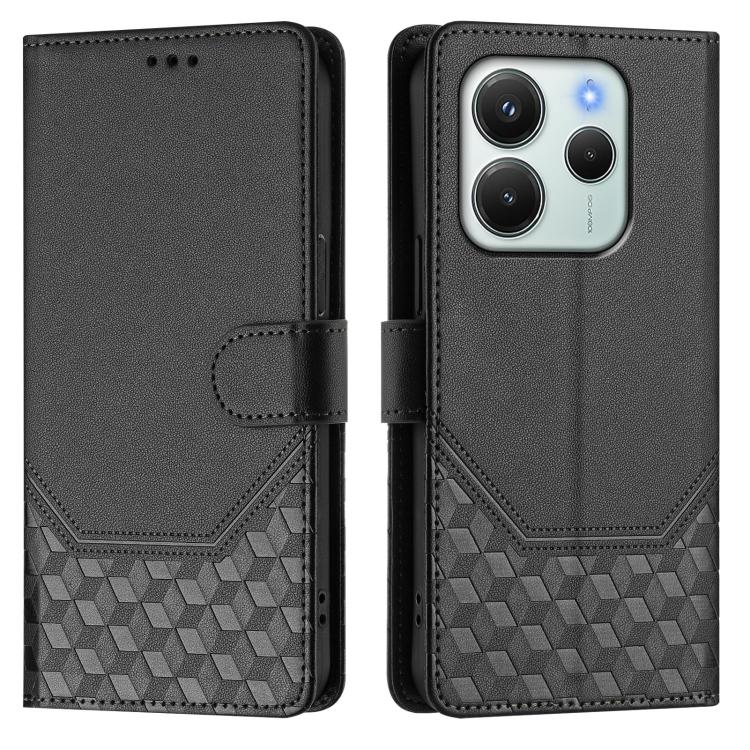 For Redmi Note 14 4G 164.84mm EU Version Honeycomb Embossing RFID Leather Phone Case