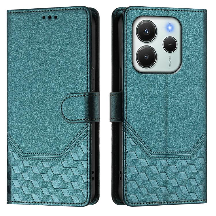 For Redmi Note 14 4G 164.84mm EU Version Honeycomb Embossing RFID Leather Phone Case