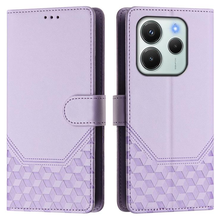 For Redmi Note 14 4G 164.84mm EU Version Honeycomb Embossing RFID Leather Phone Case