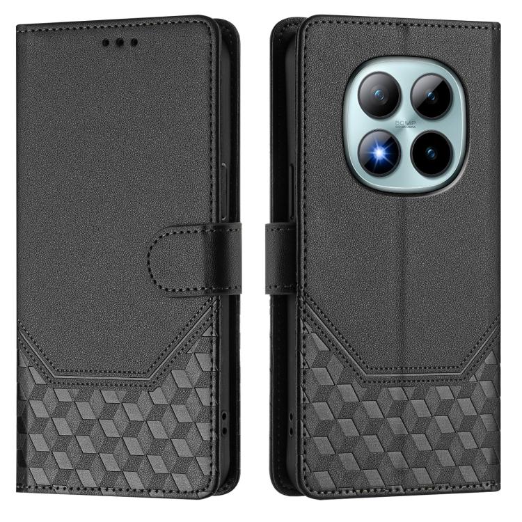 For Redmi Note 15 Pro+ 5G 163.3mm/Poco M8 Pro 5G Honeycomb Embossing RFID Leather Phone Case