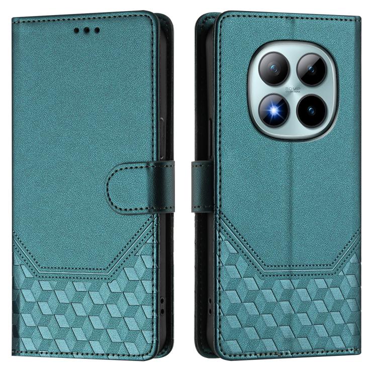 For Redmi Note 15 Pro+ 5G 163.3mm/Poco M8 Pro 5G Honeycomb Embossing RFID Leather Phone Case