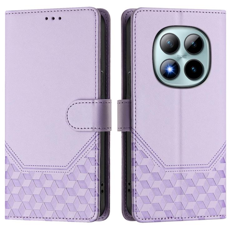 For Redmi Note 15 Pro+ 5G 163.3mm/Poco M8 Pro 5G Honeycomb Embossing RFID Leather Phone Case