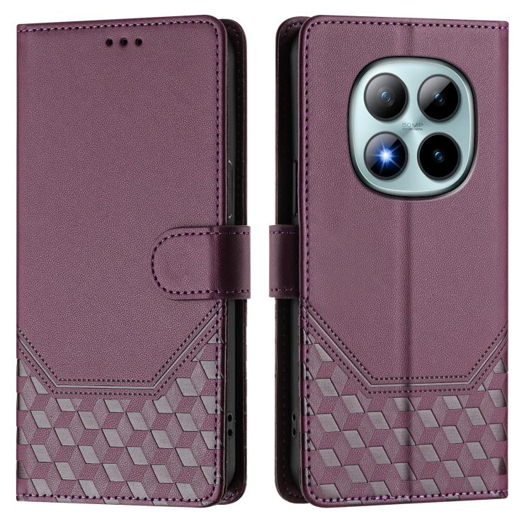 For Redmi Note 15 Pro+ 5G 163.3mm/Poco M8 Pro 5G Honeycomb Embossing RFID Leather Phone Case