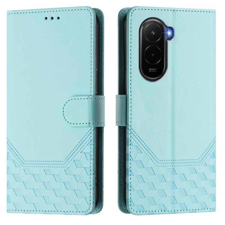 For Xiaomi Poco M7 4G 169mm Honeycomb Embossing RFID Leather Phone Case