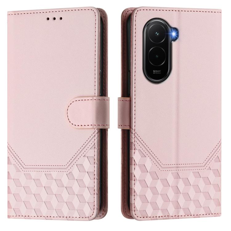 For Xiaomi Poco M7 4G 169mm Honeycomb Embossing RFID Leather Phone Case